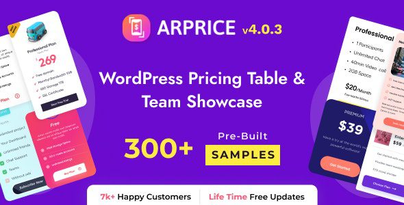 ARPrice – Ultimate WordPress Pricing Table Plugin with 300+ Stunning Templates (2025)